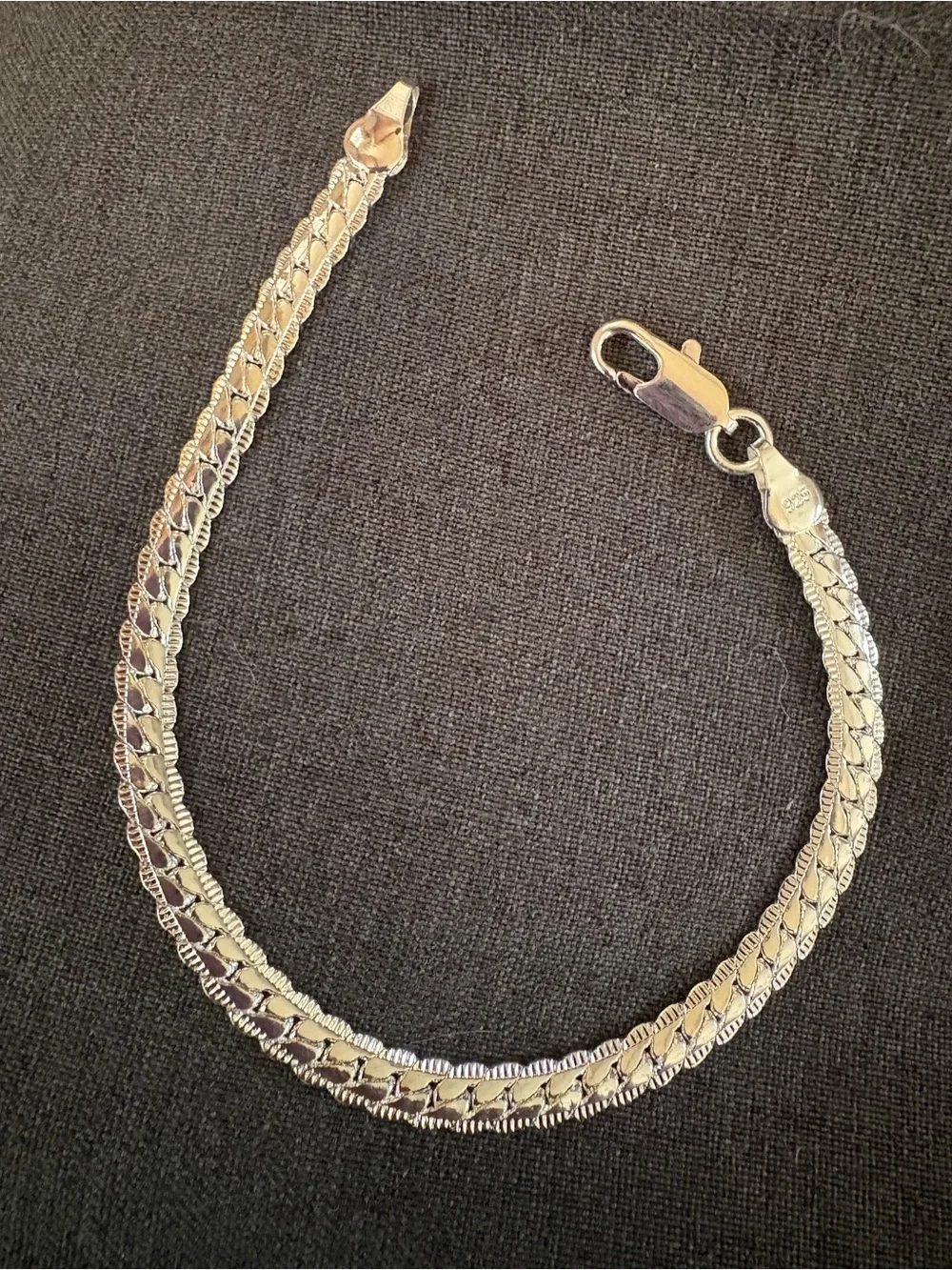 Sterling Silver Double Cuban linkChain Bracelet w lobster clasp